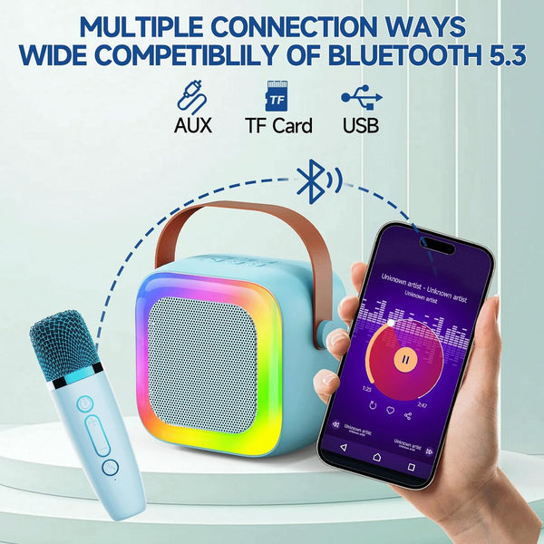 Mini Karaoke Machine for Kids Teen Adults, Kids Karaoke Machine with 2 Wireless Microphones and LED Lights Toys for Christmas Birthday Party,