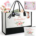 TRSODD Godmother Mothers Day Gifts from Godchild Birthday Gifts for Women Tote Bag and Makeup Bag Set Best Godmother Ever