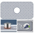 JUSTOGO Silicone Sink Protector, Non-Slip Heat Resistant Kitchen Sink Mat Grid Accessory, Center Drain (24.8"X 13"), Grey