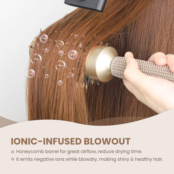 AIMIKE round Brush for Blow Out, Medium round Hair Brush Nano Thermal Ceramic & Ionic Tech, for Blow Drying & Styling, Curling and Shine - 2.9