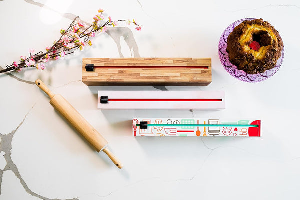 Chicwrap Rose Marble Parchment Paper Dispenser - Includes 15"X 33' (42 Sq. Ft) Roll Unbleached Baking, Cooking & Culinary Paper - Reusable