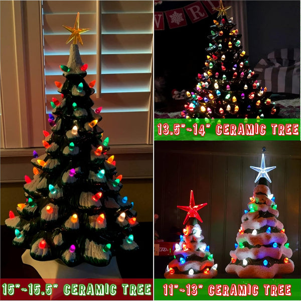 Ceramic Christmas Tree Replacement Lights/Bulbs, Ceramic Tree Medium Multicolor Twist Light Ornaments(117 Bulbs+5 Topper Star)