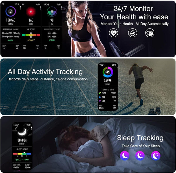 Smart Watch for Men Women (Answer/Make Calls) 1.83" Smartwatch for Android Ios Phone Compatible IP67 Waterproof Fitness Activity Tracker Watch