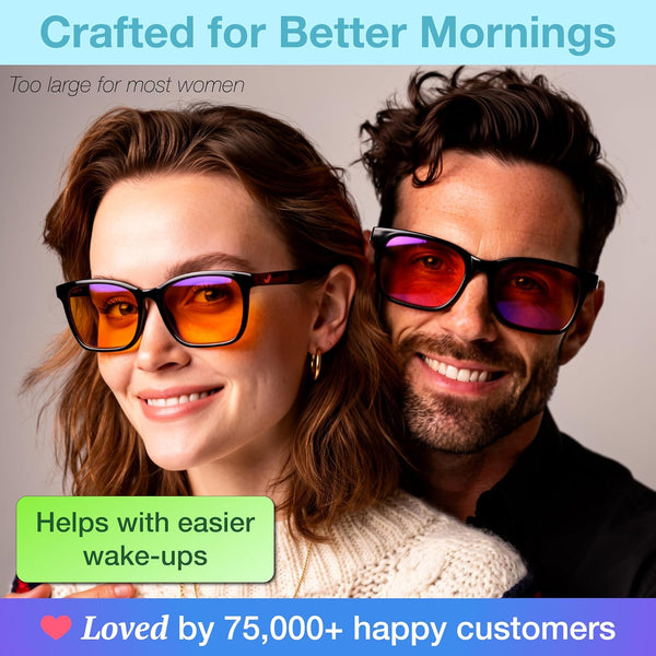 XL Orange Blue Light Blocking Glasses for Better Sleep - 99.5% Premium Acetate Computer Migraine Glasses for Men - Amber Tint Gaming Glasses - TV