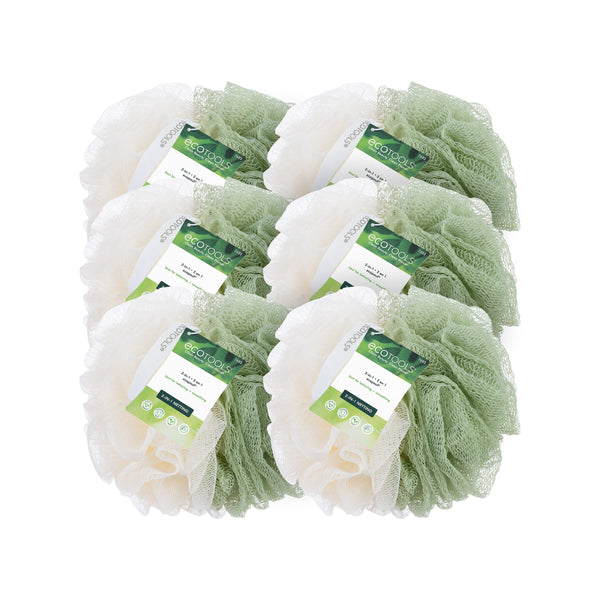 Ecotools Green 2-In-1 Ecopouf, Dual-Sided Shower Loofah Exfoliates & Cleanses Skin, Made of Recycled Netting, Removes Dead Skin, Eco-Friendly Bath