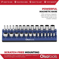 Olsa Tools Magnetic Socket Holder | 1/4-Inch Drive | Metric | Purple | Holds 26 Sockets | Professional Quality Tools Organizer