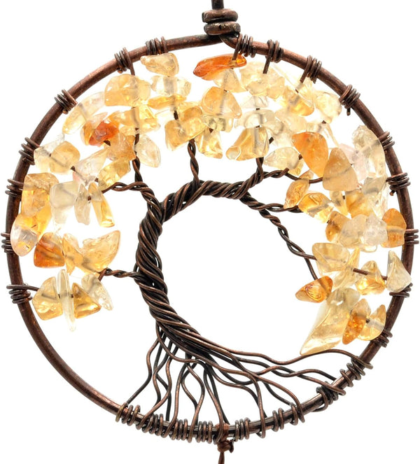 Urdeoms Brown Dream Catchers Tree of Life Boho Dreamcatcher for Bedroom Adult with Feathers and Citrine Crystal Wall Hanging Decor for Home