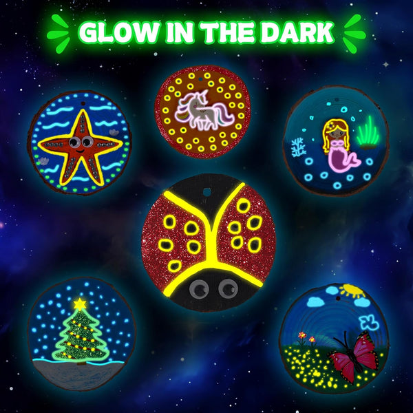 Arts and Crafts for Kids Ages 8-12, Glow in the Dark Wooden Painting Kits, Art & Craft Set Birthday Gift for Boys Girls Ages 6 7 8 9 10 11 12