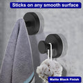 Suction Cup Hooks for Shower, Removable Towel Hooks for Bathroom Window Glass Door Wall, Bath Robe Looafh Hook for Hanging - 4 Pack, Black