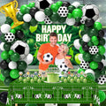 Soccer Party Decorations, 122Pcs Soccer Birthday Party Decorations Supplies with Latex Balloons Happy Birthday Banner Tablecloth and Cake Toppers