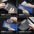 GSOIAX Slim Wallet for Men Leather Carbon Fiber RFID Blocking Minimalist Front Pocket Bifold Mens Wallet with ID Window,12 Credit Card Holders