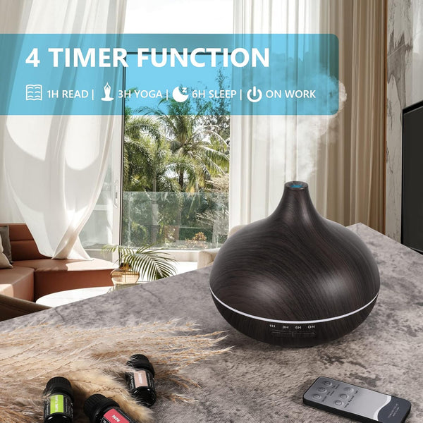 Aroma Diffiser with Essential Oils Set, 550 ML Essential Oil Diffuser with Remote, Ultrasonic Technology Aromatherapy Diffusers Auto Shut-Off for