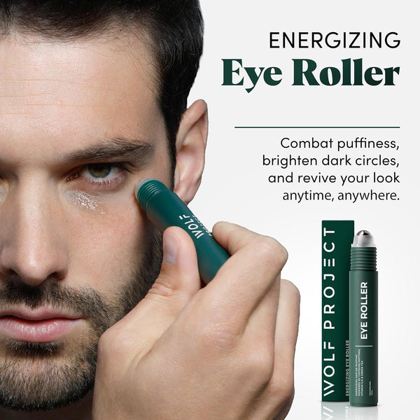 Wolf Project under Eye Roller - Korean Beauty, with Caffeine, Vitamin C and Peptides - Energizing Serum for Dark Circles and Puffiness, Fine