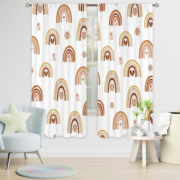 Cinbloo Rainbow Curtains 42Wx63L Inch Rod Pocket Pastel Starts Unicorn for Kids Room Decor Mermaid Child Nursery Princess Teen Girls Playroom