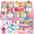 Bath Bombs for Kids with Surprise inside for Girls Boys, 12 Pack Kids Bath Bombs with Dog & Cat Toys Pretend Playset Handmade Bubble Bath Fizzies