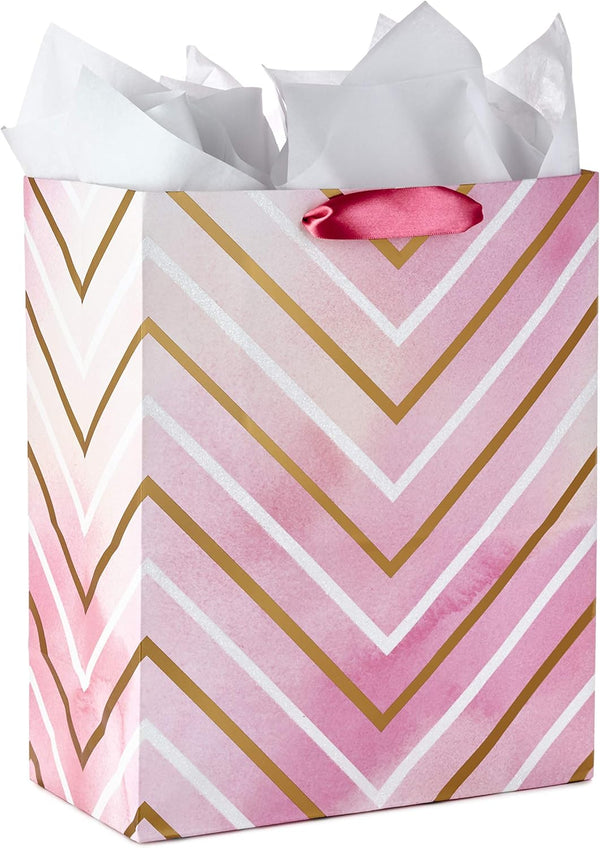 Hallmark 13" Large Gift Bags Assortment with Tissue Paper (Pack of 3: Floral, Chevron, Dots) for Birthdays, Mother'S Day, Baby Showers, Bridal
