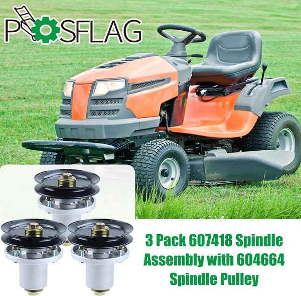 3 Pack 607418 Spindle Assembly with 604664 Pulley Replaces Hustler 607418 Spindle 607418, 601804 Hustler 601804 Spindle Assembly, Hustler Raptor