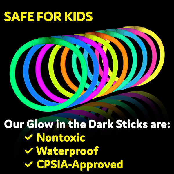 Partysticks Glow Sticks Party Supplies 100Pk - 8 Inch Glow in the Dark Light up Sticks Party Favors, Glow Decorations, Neon Party Glow Necklaces