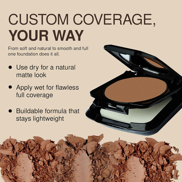Palladio Dual Wet and Dry Foundation with Sponge and Mirror, Squalane Infused, Apply Wet for Maximum Coverage or Dry for Light Finishing and