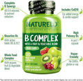 NATURELO Vitamin B Complex with Methyl B12, Methyl Folate, Vitamin B6, Biotin plus Choline, Coq10, and Fruit & Vegetable Blend - Supports Energy &