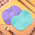 2 Pcs Silicone Make up Brush Cleaning Mat, Makeup Brush Cleaner Mats, Cosmetic Cleaning Pads, Portable Washing Tool with Suction Cup for Makeup