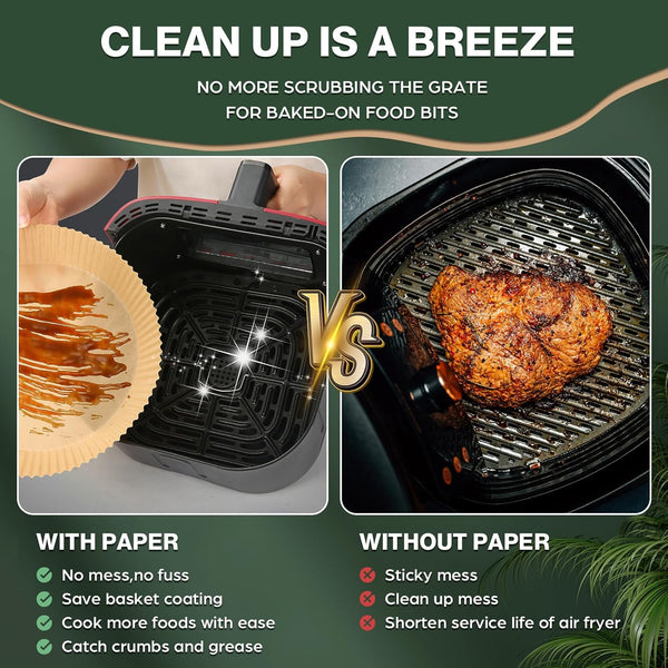 Air Fryer Paper Liners Disposable: 150Pcs 8 Inch Special round Liners for Air Fryer, Grease and Water Proof Non Stick Basket Parchment Paper