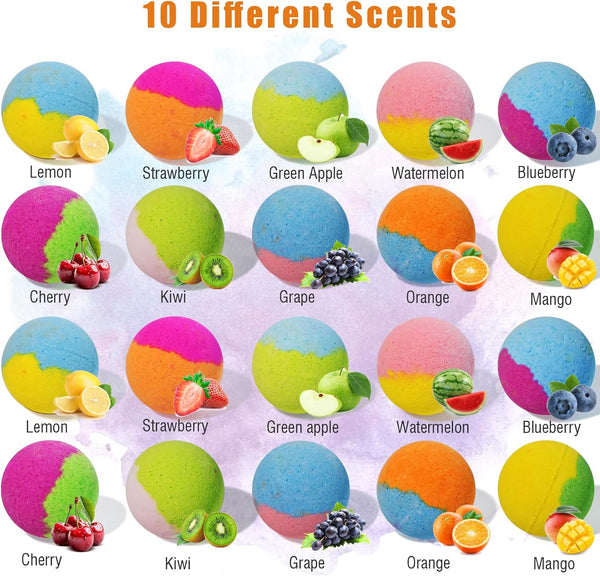 Bath Bombs for Kids with Surprise Inside, 20 Pack Kids Bath Bombs Gift Set with Toys for Girls Boys, Handmade Bubble Bath Fizzy Balls Kit for