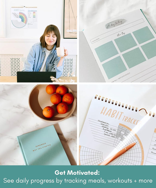 Lamare Habit Tracker Calendar and Food Journal for Women â Goal Setting, Wellness Planner, Meal Planner, Fitness Tracker, Weight Loss Journal,