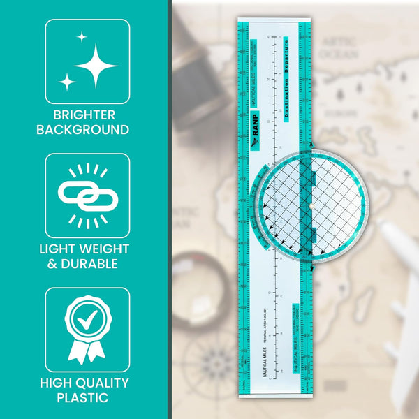 Aviation Plotter - Slide Rule Flight Computer - Pilot Student Accessories - Rotating Azimuth VFR IFR Navigation Ruler