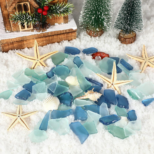 Jetec Sea Glass for Crafts Seaglass Pieces Decor Flat Frosted Sea Glass Vase Filler Crushed for Beach Wedding Party Decor Home Aquarium DIY Art