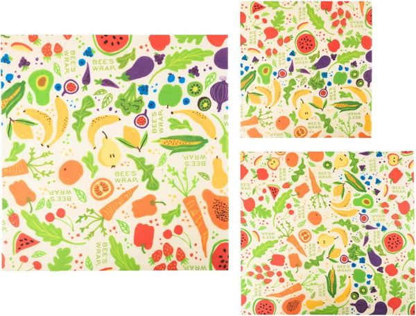 Bee'S Wrap Beeswax Wraps for Food - Garden Party 3 Pack (S, M, L) Made in USA Reusable & Organic Food Wraps, Sandwich Wrap & Bowl Covers -
