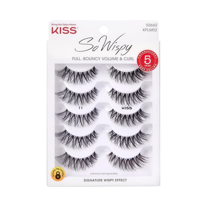 KISS so Wispy False Eyelashes Multipack 1, Full Bouncy Volume & Curl, Signature Wispy Effect, Quality Synthetic, Crisscross Pattern, Cruelty