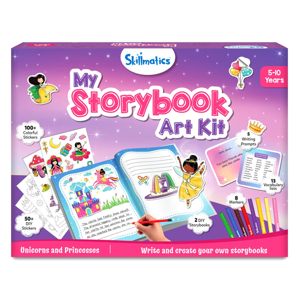 Skillmatics Storybook Art Kit - Create Fairytale Stories, DIY Craft & Writing Kit with 300+ Stickers, Scrapbooking & Journal Activity, Gifts for