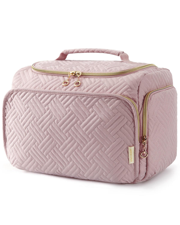 BAGSMART Travel Toiletry Bag, Large Wide-Open Travel Bag for Toiletries, Makeup Cosmetic Travel Bag with Handle