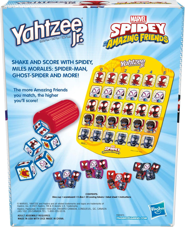 Hasbro Gaming Spidey and His Amazing Friends Yahtzee Jr.Marvel Edition Board Game for Kids, Ages 4 and up (Amazon Exclusive)
