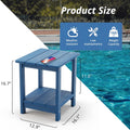 LUE BONA Adirondack Outdoor Side Table, 2-Tier Navy Blue HDPS Patio End Table Weather Resistant, Morden Side Table for Patio, Pool, Porch