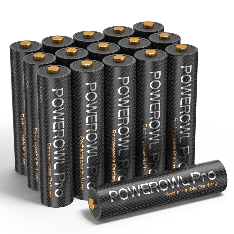 POWEROWL Rechargeable AAA Batteries PRO, High Capacity 1100Mah, Premium Nimh Triple a Battery -16 Count