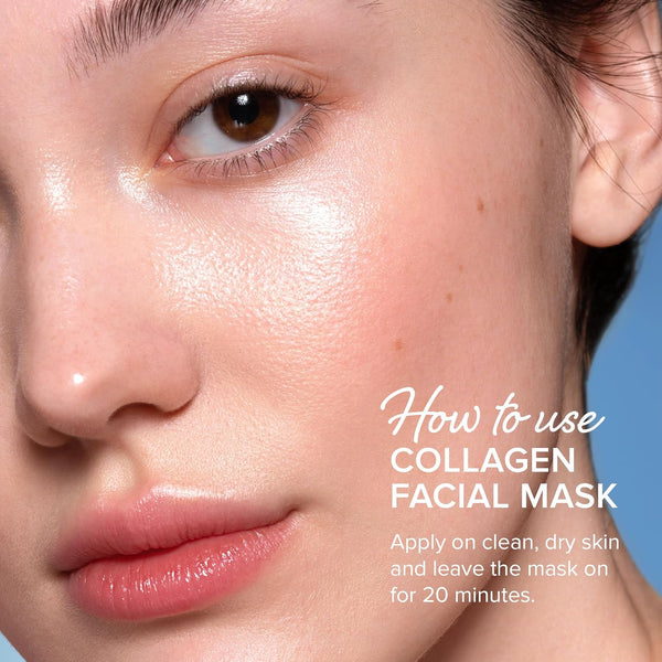 MAREE Collagen Facial Mask with Hyaluronic Acid - Sheet Face Masks Skincare with Green & Red Algae Extract - Hydrating Mascarillas Faciales for