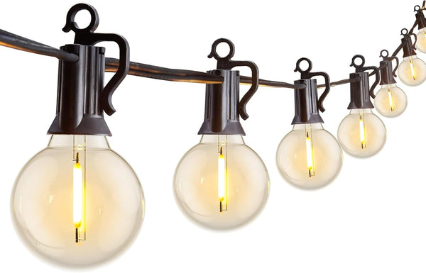 Outdoor String Lights 25 Feet G40 Globe LED Patio Lights with 13 Edison Plastic Bulbs(1 Spare), Waterproof Connectable Hanging Lights for Backyard