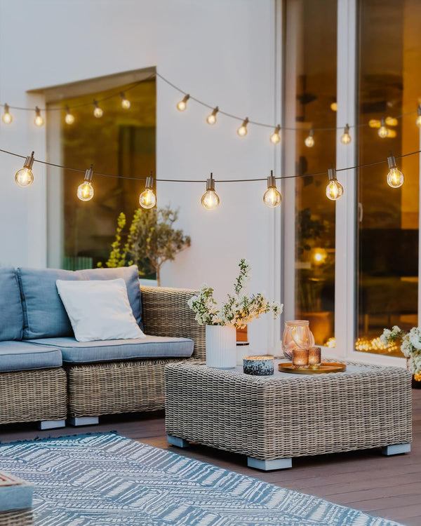 Outdoor String Lights 25 Feet G40 Globe LED Patio Lights with 13 Edison Plastic Bulbs(1 Spare), Waterproof Connectable Hanging Lights for Backyard