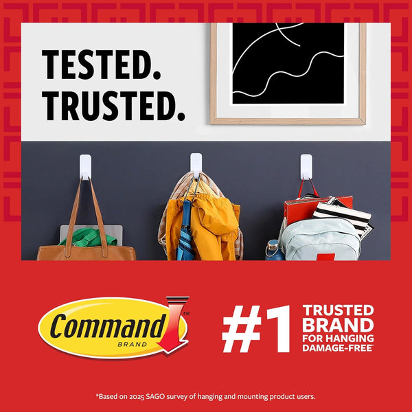 Command Large Picture Hanging Strips, White, Holds up to 16 Lbs, 14-Pairs, Easy to Open Packaging