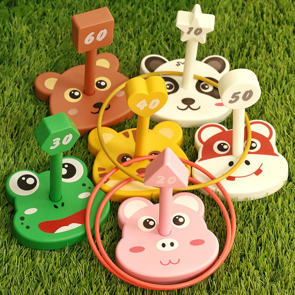 Animal Ring Toss Game Toy Set for Kids, 6 Targets Stands & 36 Rings Combo, Indoor Outdoor Party Yard Family Adults Activity, Birthday Present for