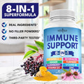 NEW AGE 8 in 1 Immune Support Booster Supplement with Echinacea, Vitamin C and Zinc 50Mg, Vitamin D 5000 IU, Turmeric Curcumin & Ginger, B6,