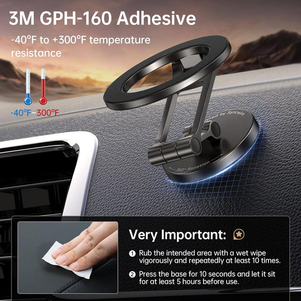 Syncwire Fits MagSafe Car Mount for Car Dash&Tesla Screen[All-Metal] Magnetic Phone Holder, [Flexible Three-axis]360° Rotation Car Mount Strong