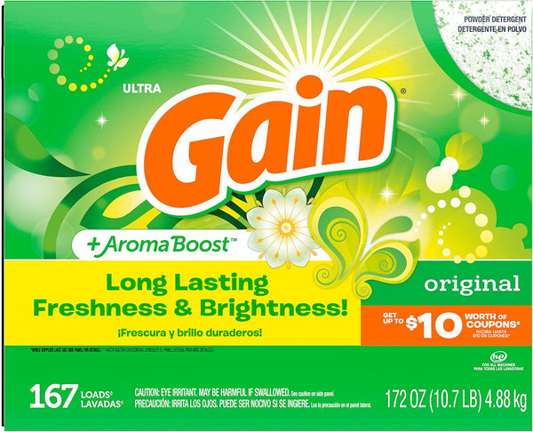 Gain Powder Laundry Detergent, Original Scent, 172 Oz (Packaging May Vary)