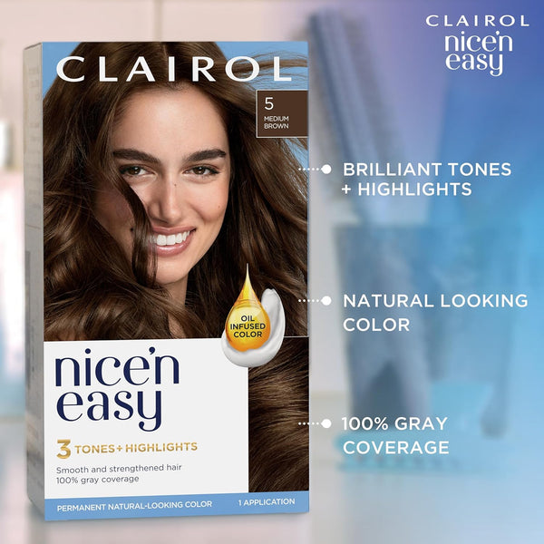 Clairol Nice'N Easy Permanent Hair Dye, 8SC Medium Copper Blonde Hair Color, Pack of 3