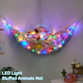 Basumee Stuffed Animals Net or Hammock with LED Light Hanging Toy Net Hammock for Stuffed Animals Storage Stuff Animals Hammocks for Nursery Kids