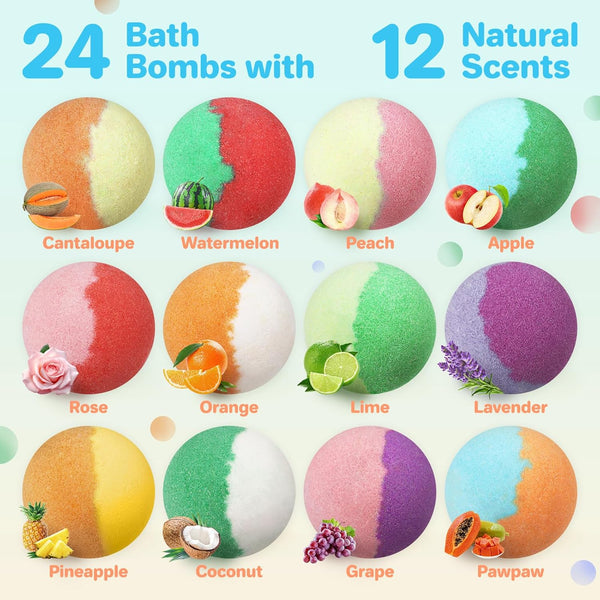 Bath Bombs for Kids with Toys inside - 24 Pack Kids Bath Bombs with Glow in the Dark Bath Surprise Toys Inside, Natural Organic Bubble Bath Fizzy