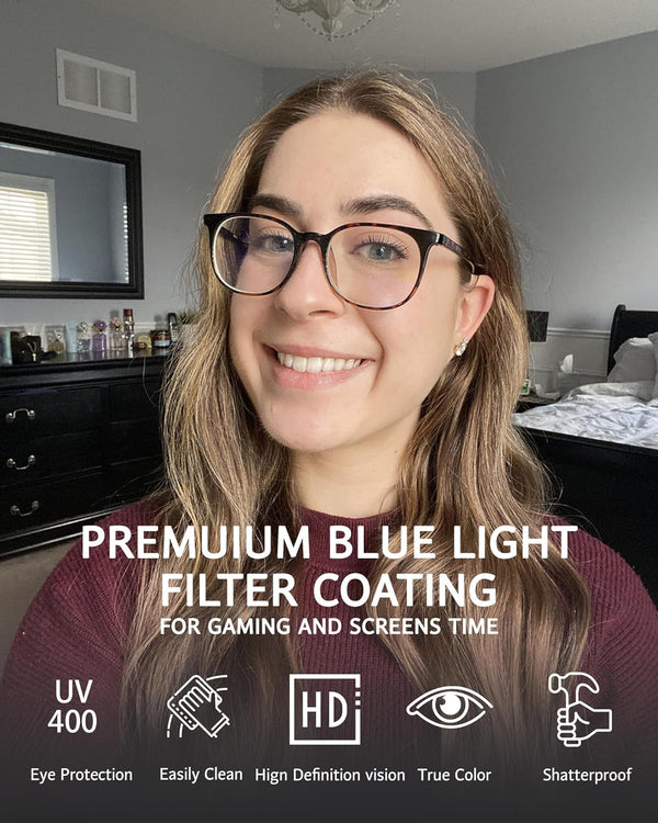 ANRRI Blue Light Blocking Glasses anti Eye Strain Computer Glasses Filter UV400 Lightweight Frame Eyeglasses for Women Men