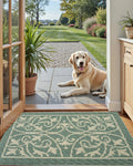 DEXI Front Door Mat Entryway, inside Entrance Doormat, Non Slip Washable Entry Mats, 19.5X31.5,Dark Sea Green
